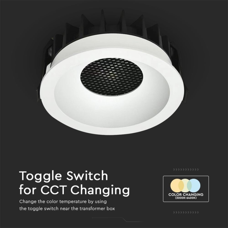 LED Einbauleuchte LED/18W/230V 3000/4000/6400K Ø 10,6 cm Weiß