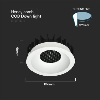 LED Einbauleuchte LED/18W/230V 3000/4000/6400K Ø 10,6 cm Weiß
