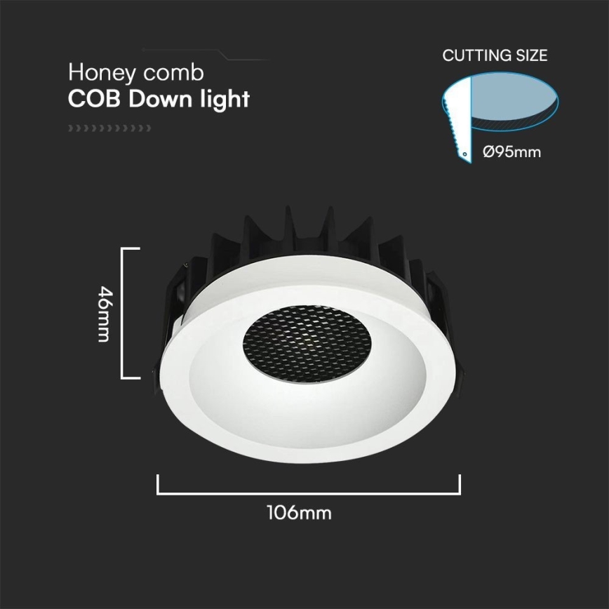 LED Einbauleuchte LED/18W/230V 3000/4000/6400K Ø 10,6 cm Weiß