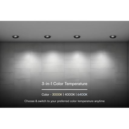 LED Einbauleuchte LED/24W/230V 3000/4000/6400K Ø 13,5 cm schwarz
