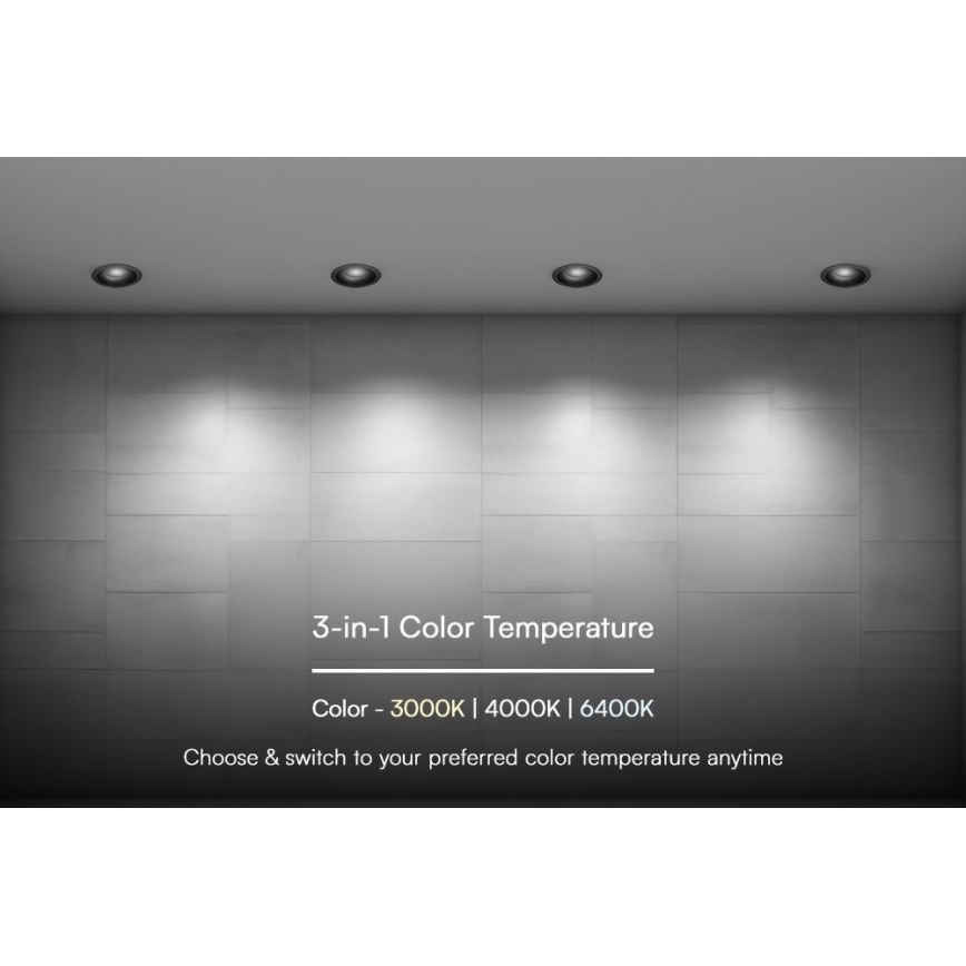 LED Einbauleuchte LED/24W/230V 3000/4000/6400K Ø 13,5 cm schwarz