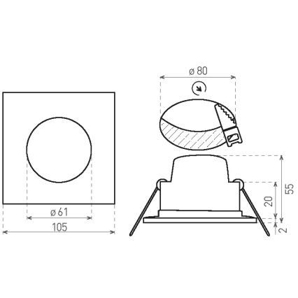LED-Einbauleuchte für Badezimmer BONO LED/8W/230V 3000K IP65 glänzendes Chrom