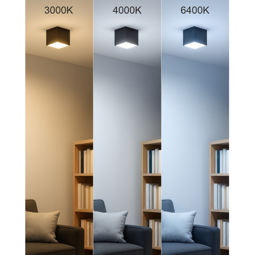 LED-Einbaustrahler LED/5W/230V 3000/4000/6400K 7,5x7,5 cm schwarz