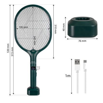 LED Elektrische Insektenfalle 2in1 mit LCD-Display 1200 mAh/5V grün
