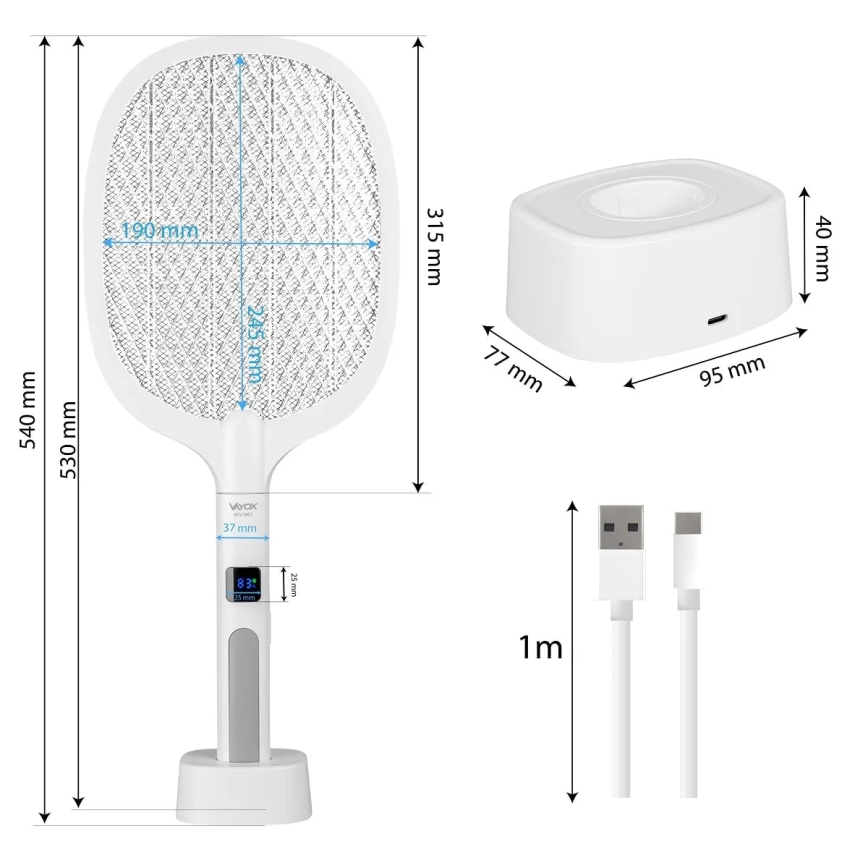 LED Elektrische Insektenfalle 2in1 mit LCD-Display 1200 mAh/5V Weiß
