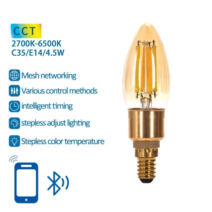 LED-Dimmable-Glühbirne FILAMENT MESH Smart C35 E14/4,5W/230V 2700-6500K - Aigostar