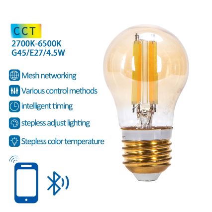 LED-Dimmable-Glühbirne FILAMENT MESH Smart G45 E27/4,5W/230V 2700-6500K - Aigostar