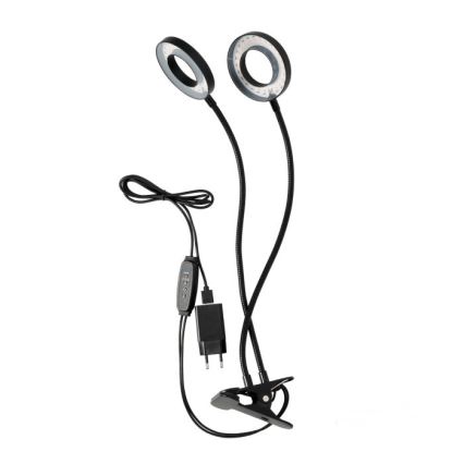 LED dimmbare flexible Tischlampe mit Clip zur Pflanzenzucht VITARO 2xLED/4W/230V schwarz