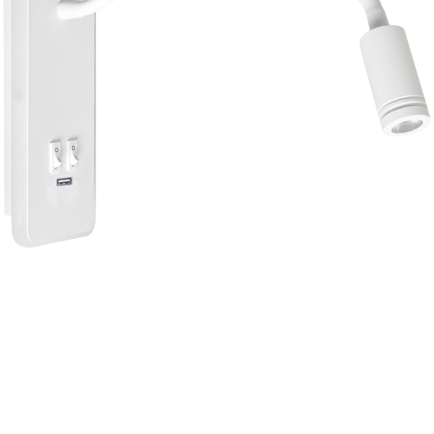 LED Flexibles Wandleuchte mit USB BASE 1xLED/8W+1xLED/2W/230V Weiß