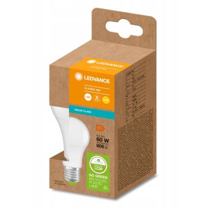 LED-Glühbirne aus recyceltem Kunststoff A60 E27/8,5W/230V 2700K - Ledvance