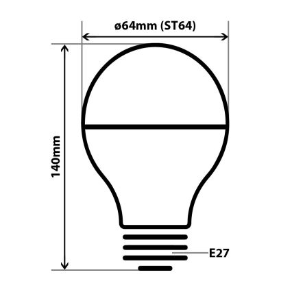 LED-Glühbirne mit Spiegelkappe DECOR MIRROR ST64 E27/8W/230V 4200K gold