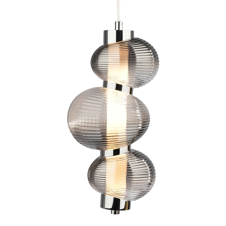 LED-Hängeleuchte an Kabel BOLLA LED/12W/230V Ø 16 cm glänzender Chrom/rauchgrau