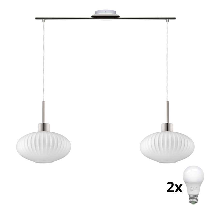 LED-Hängeleuchte an Kabel HARMA 2xE27/60W/230V mattchrom/weiß