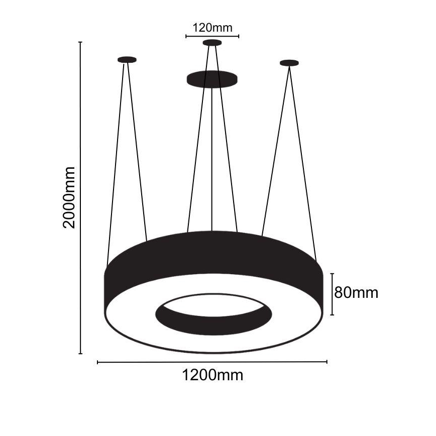 LED-Hängeleuchte LED/60W/230V 4000K d 120 cm schwarz