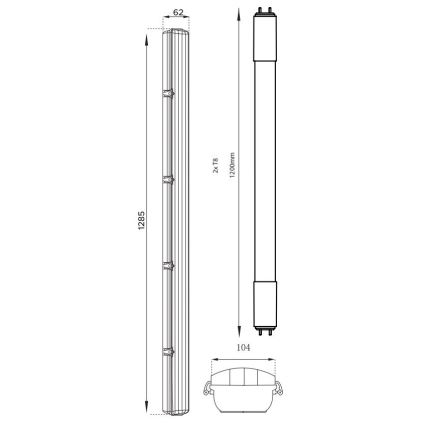 LED-Hochleistungs-Leuchtstofflampe T8 2xG13/18W/230V 4000K IP65 128,5 cm