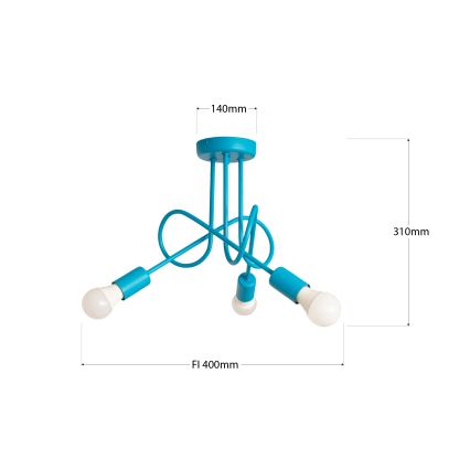 LED Kinder-Aufputz-Deckenleuchte OXFORD 3xE27/15W/230V blau