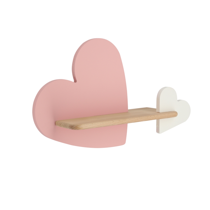 LED Kinder-Wandleuchte mit Ablage HEART LED/5W/230V rosa/weiß/Holz,