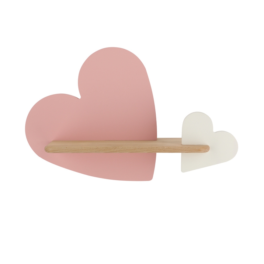 LED Kinder-Wandleuchte mit Ablage HEART LED/5W/230V rosa/weiß/Holz,