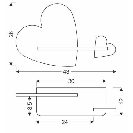 LED Kinder-Wandleuchte mit Ablage HEART LED/5W/230V rosa/weiß/Holz,