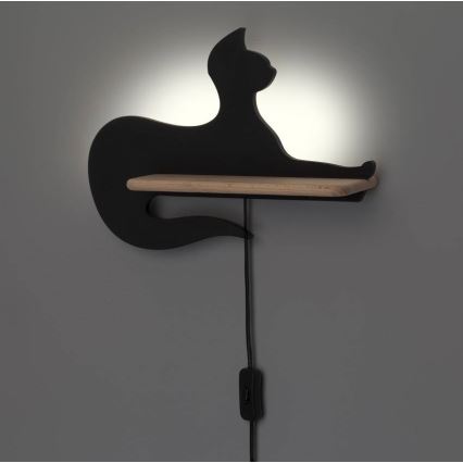LED-Kinder-Wandleuchte mit Ablage BLACK CAT LED/5W/230V