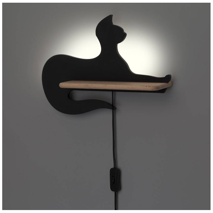 LED-Kinder-Wandleuchte mit Ablage BLACK CAT LED/5W/230V