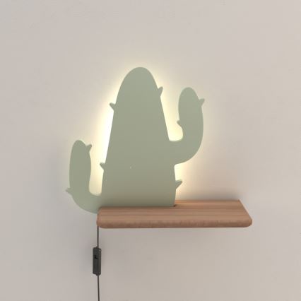 LED-Kinder-Wandleuchte mit Ablage CACTUS LED/4W/230V grün/Holz