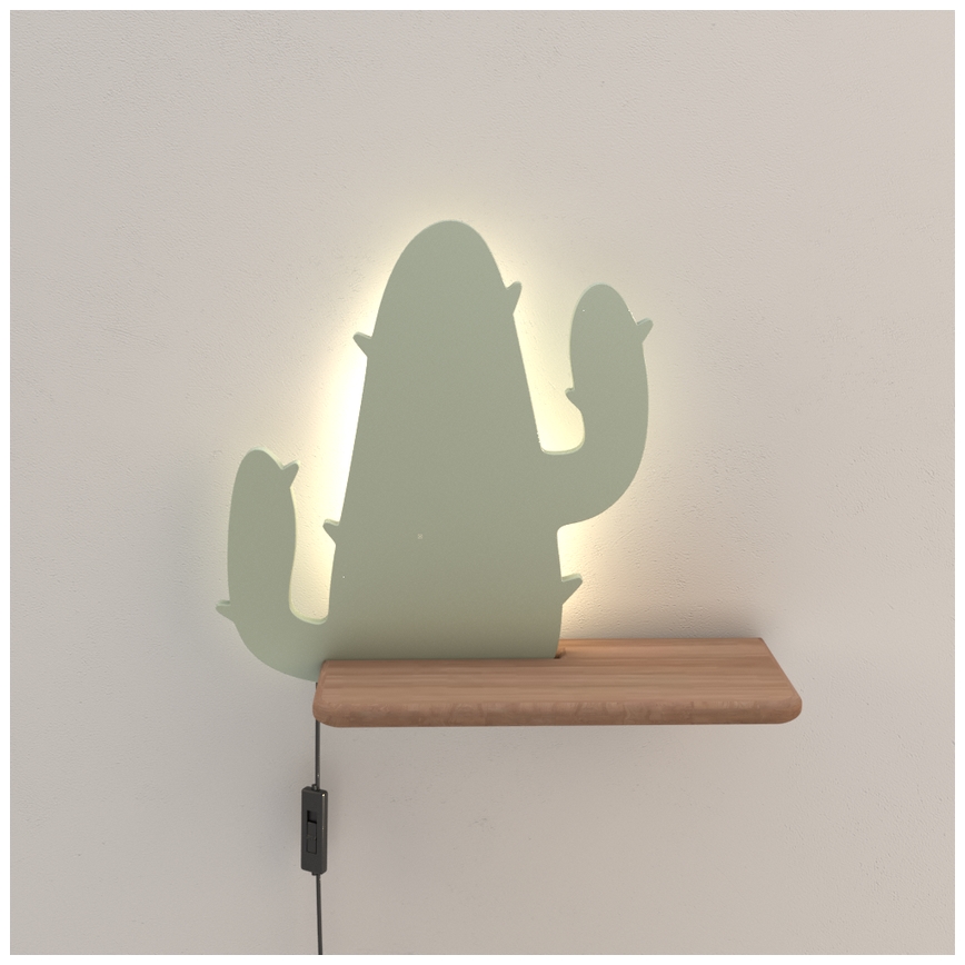 LED-Kinder-Wandleuchte mit Ablage CACTUS LED/4W/230V grün/Holz