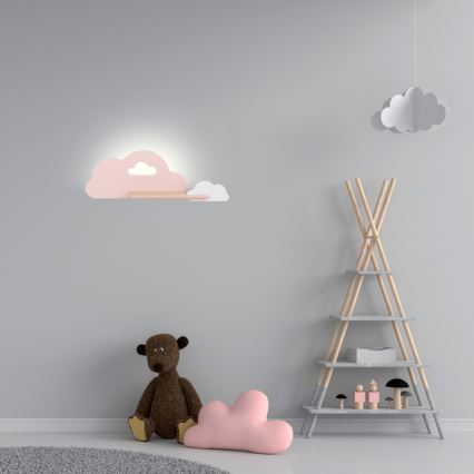 LED-Kinder-Wandleuchte mit Ablage CLOUD LED/5W/230V rosa/weiß