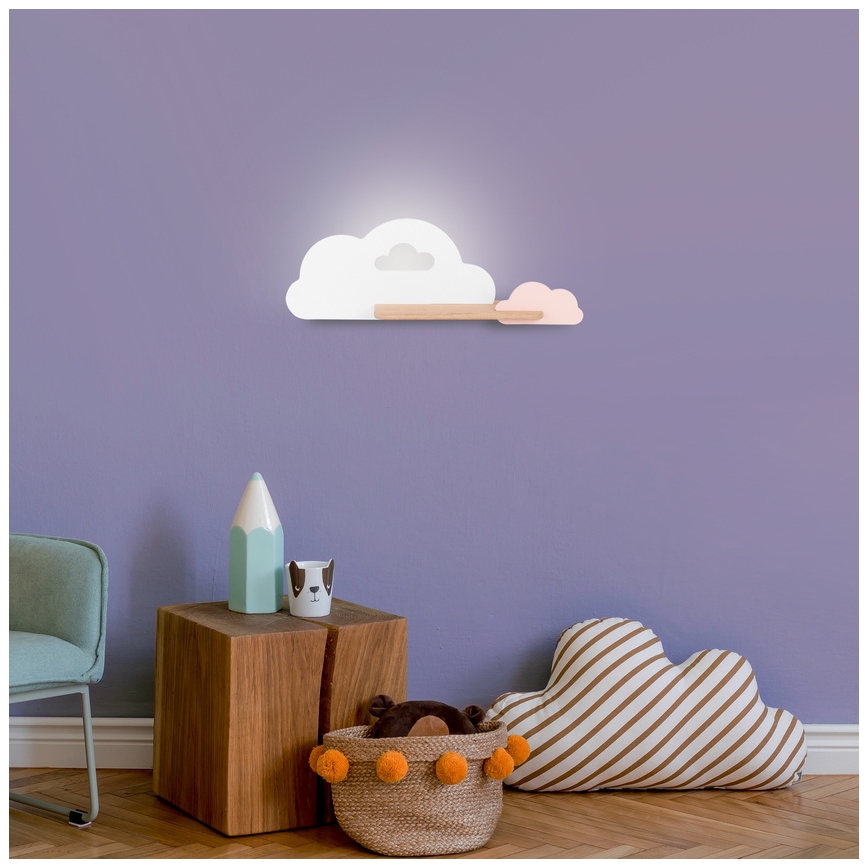 LED-Kinder-Wandleuchte mit Ablage CLOUD LED/5W/230V weiß/rosa