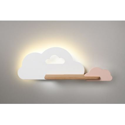 LED Kinder-Wandleuchte mit Ablage CLOUD LED/5W/230V weiß/rosa,