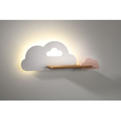 LED Kinder-Wandleuchte mit Ablage CLOUD LED/5W/230V weiß/rosa,
