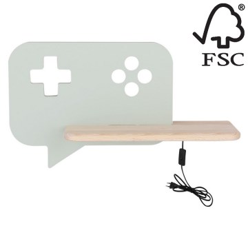 LED-Kinder-Wandleuchte mit Ablage CONSOLE LED/5W/230V grün