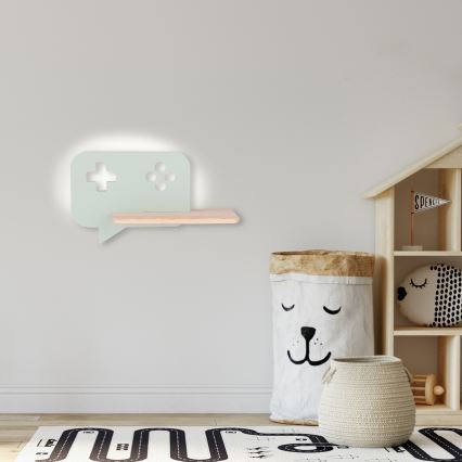 LED-Kinder-Wandleuchte mit Ablage CONSOLE LED/5W/230V grün
