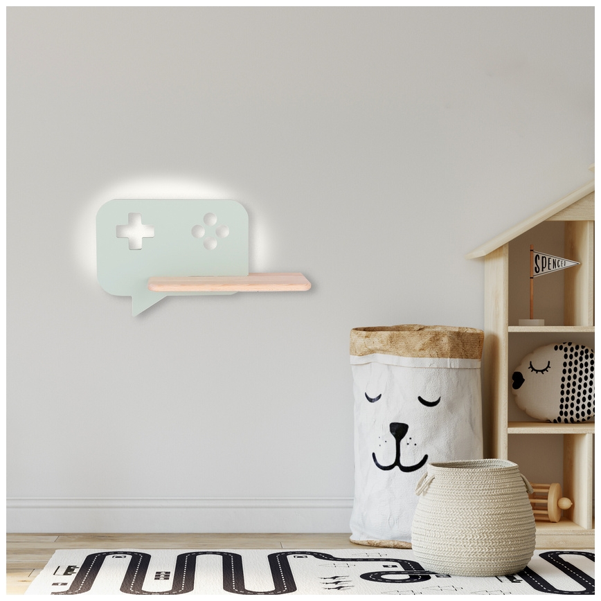 LED-Kinder-Wandleuchte mit Ablage CONSOLE LED/5W/230V grün