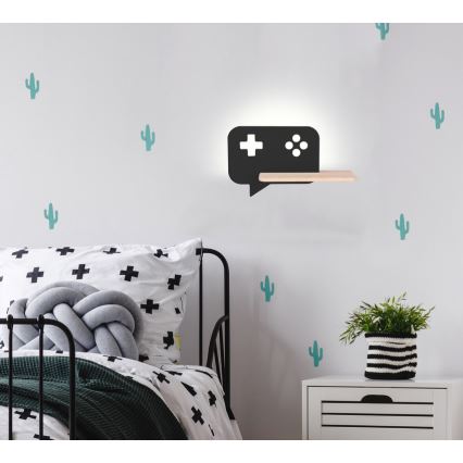 LED-Kinder-Wandleuchte mit Ablage CONSOLE LED/5W/230V schwarz