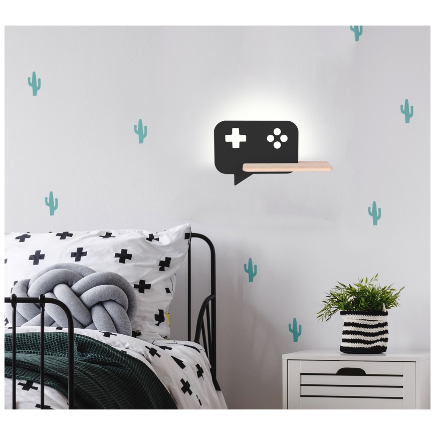 LED-Kinder-Wandleuchte mit Ablage CONSOLE LED/5W/230V schwarz