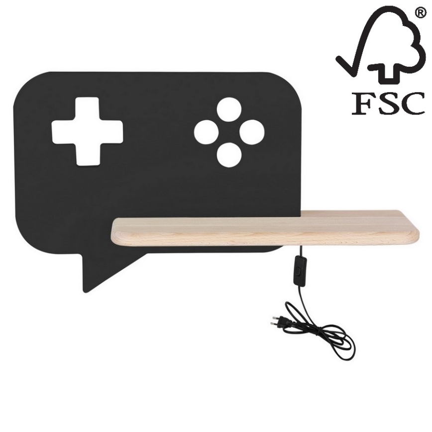 LED-Kinder-Wandleuchte mit Ablage CONSOLE LED/5W/230V schwarz