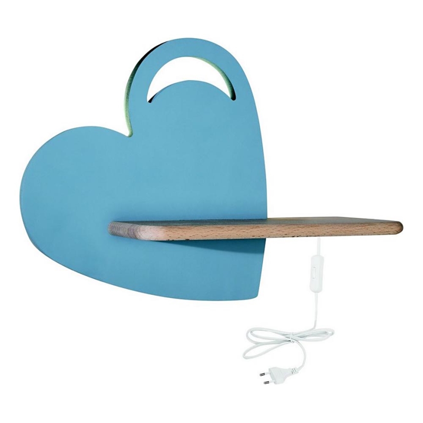 LED Kinder-Wandleuchte mit Ablage HEART LED/5W/230V blau/Holz,