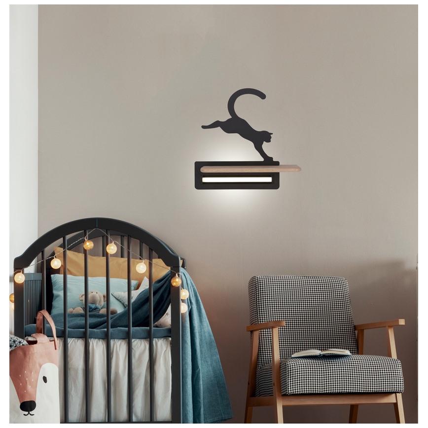 LED-Kinder-Wandleuchte mit Ablage JUMPING CAT LED/5W/230V