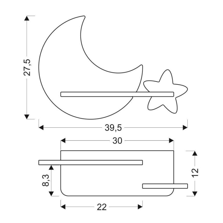 LED Kinder-Wandleuchte mit Ablage MOON LED/5W/230V,
