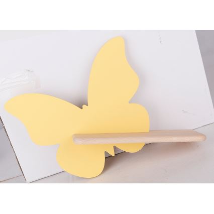LED Kinder-Wandleuchte mit Regal BUTTERFLY LED/5W/230V gelb/Holz,