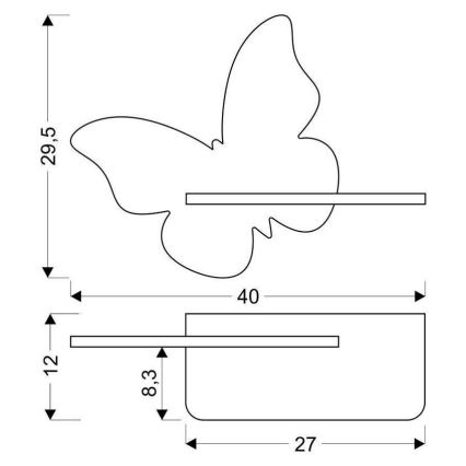 LED Kinder-Wandleuchte mit Regal BUTTERFLY LED/5W/230V gelb/Holz,