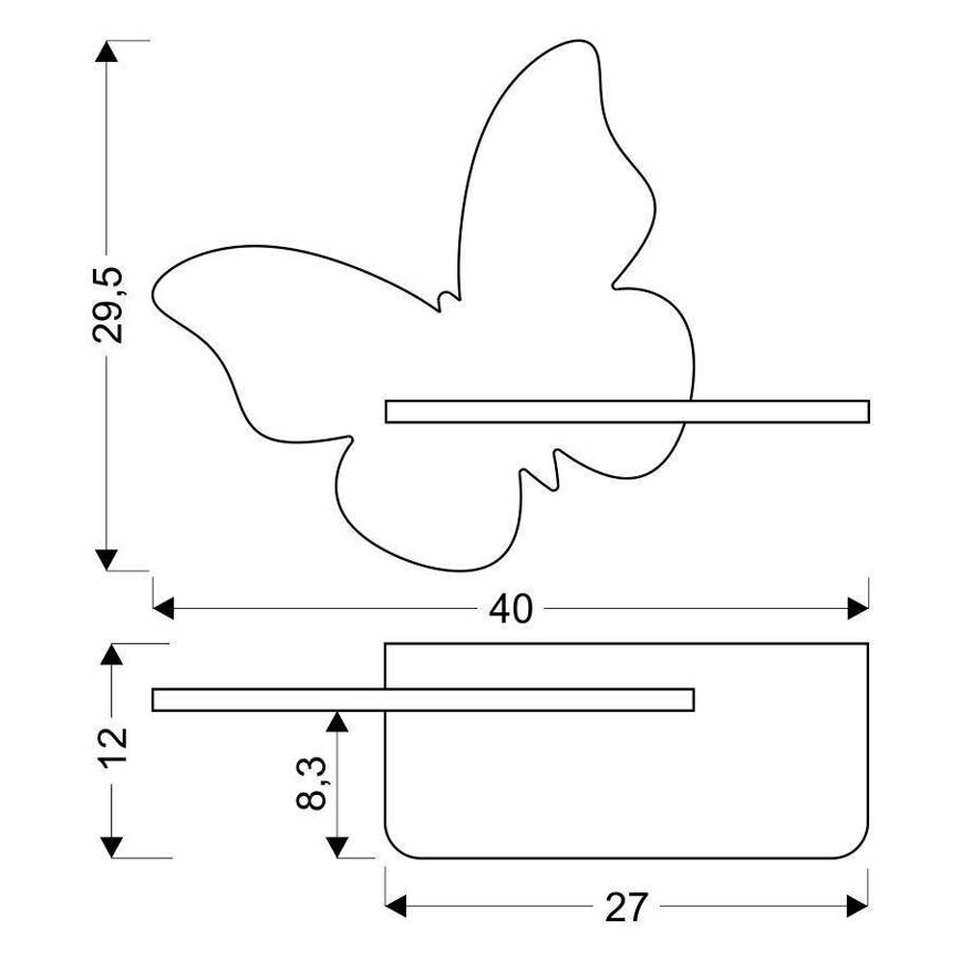 LED Kinder-Wandleuchte mit Regal BUTTERFLY LED/5W/230V gelb/Holz,