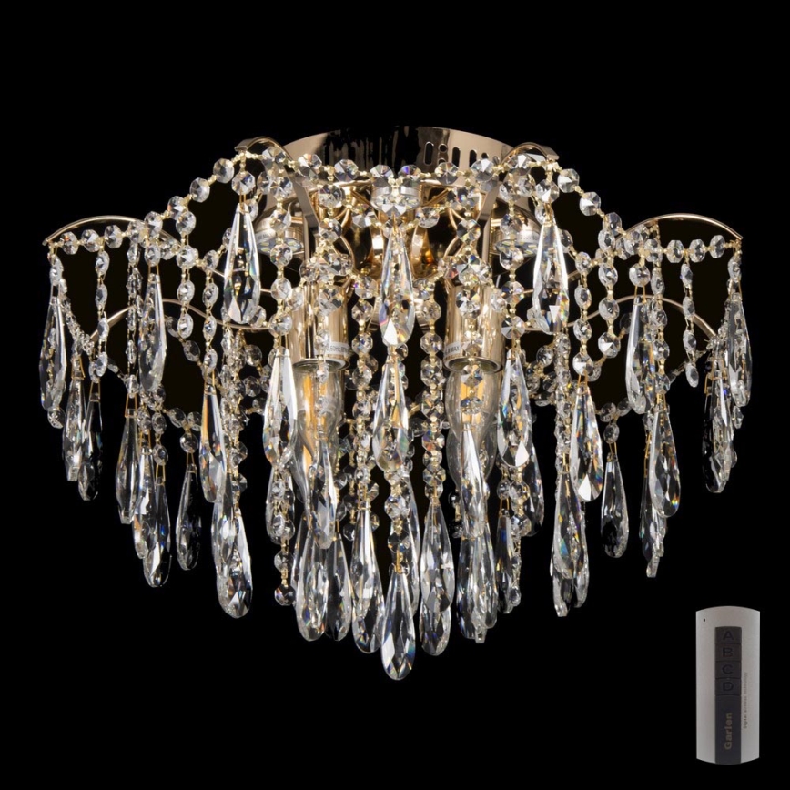 LED Kristall-Deckenleuchte 4xE27/60W/230V + 4xLED/3W + Fernbedienung