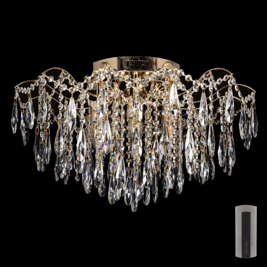 LED Kristall-Deckenleuchte 6xE27/60W/230V + 6xLED/3W + Fernbedienung