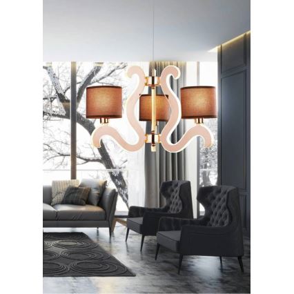 LED-Kronleuchter an Aufhängung AMBROSIA 3xE14/40W/230V + LED/18,4W kupfern