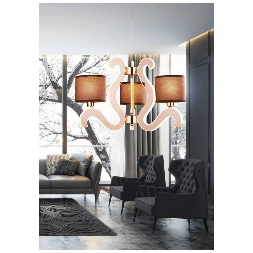 LED-Kronleuchter an Aufhängung AMBROSIA 3xE14/40W/230V + LED/18,4W kupfern