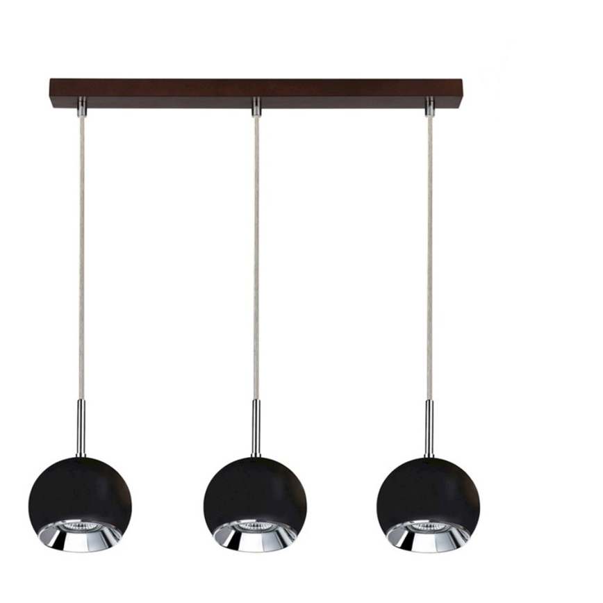 LED Kronleuchter an Kabel BALL WOOD 3xGU10/5W/230V Buche