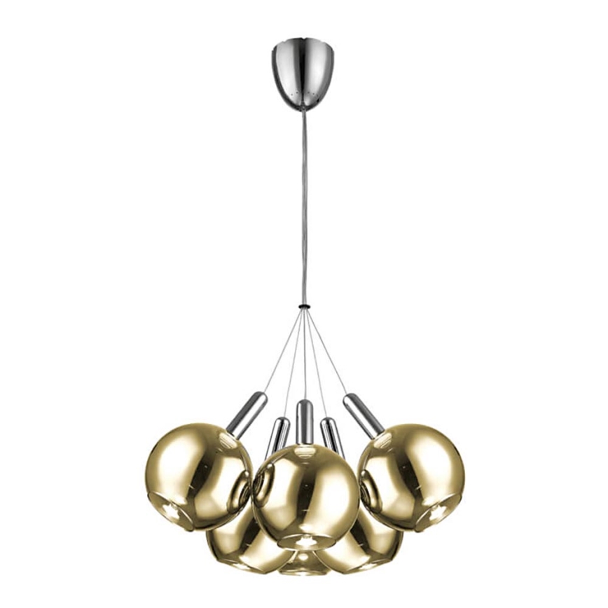 LED Kronleuchter an Kabel BALLS 6xLED/5W230V gold/mattchrom