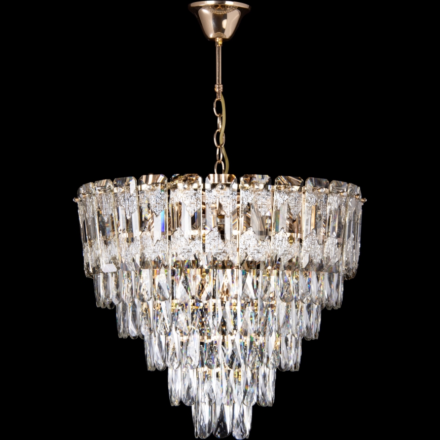 LED-Kronleuchter an Kette, 9x E27 (max. 60 W) / 230 V + 6x LED 6 W, Ø 50 cm, goldfarben